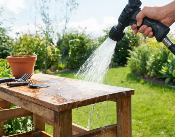 Cleanup nozzle collection for potting bench
