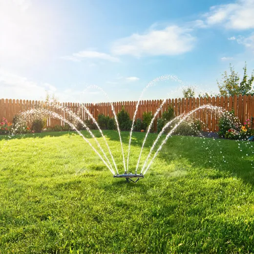 Oscillating sprinkler watering a lawn